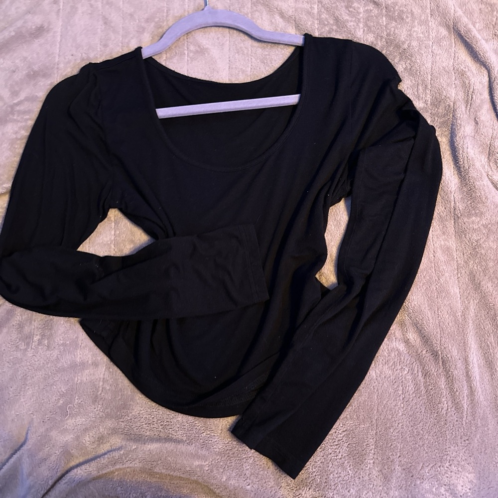 Elegant Black Long Sleeve Women's Top